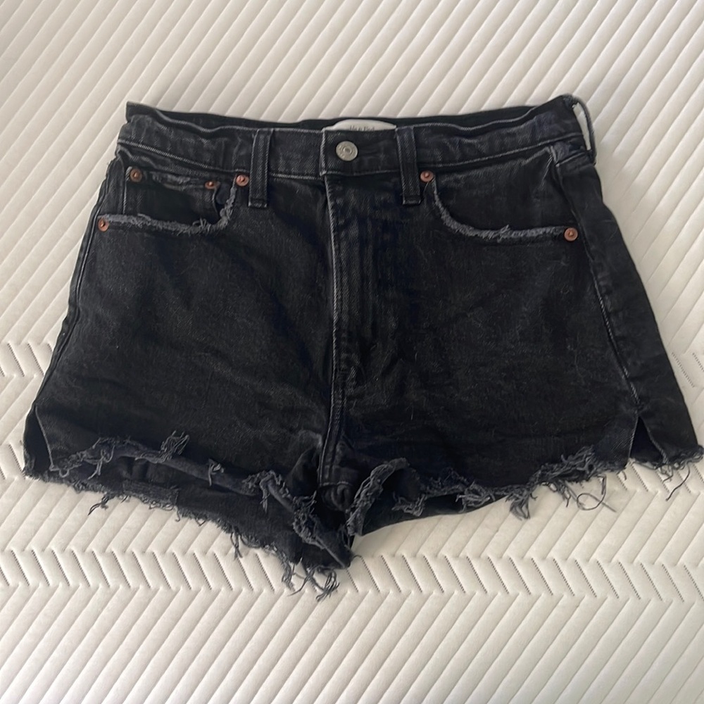 Abercrombie Black Distressed Jean Shorts